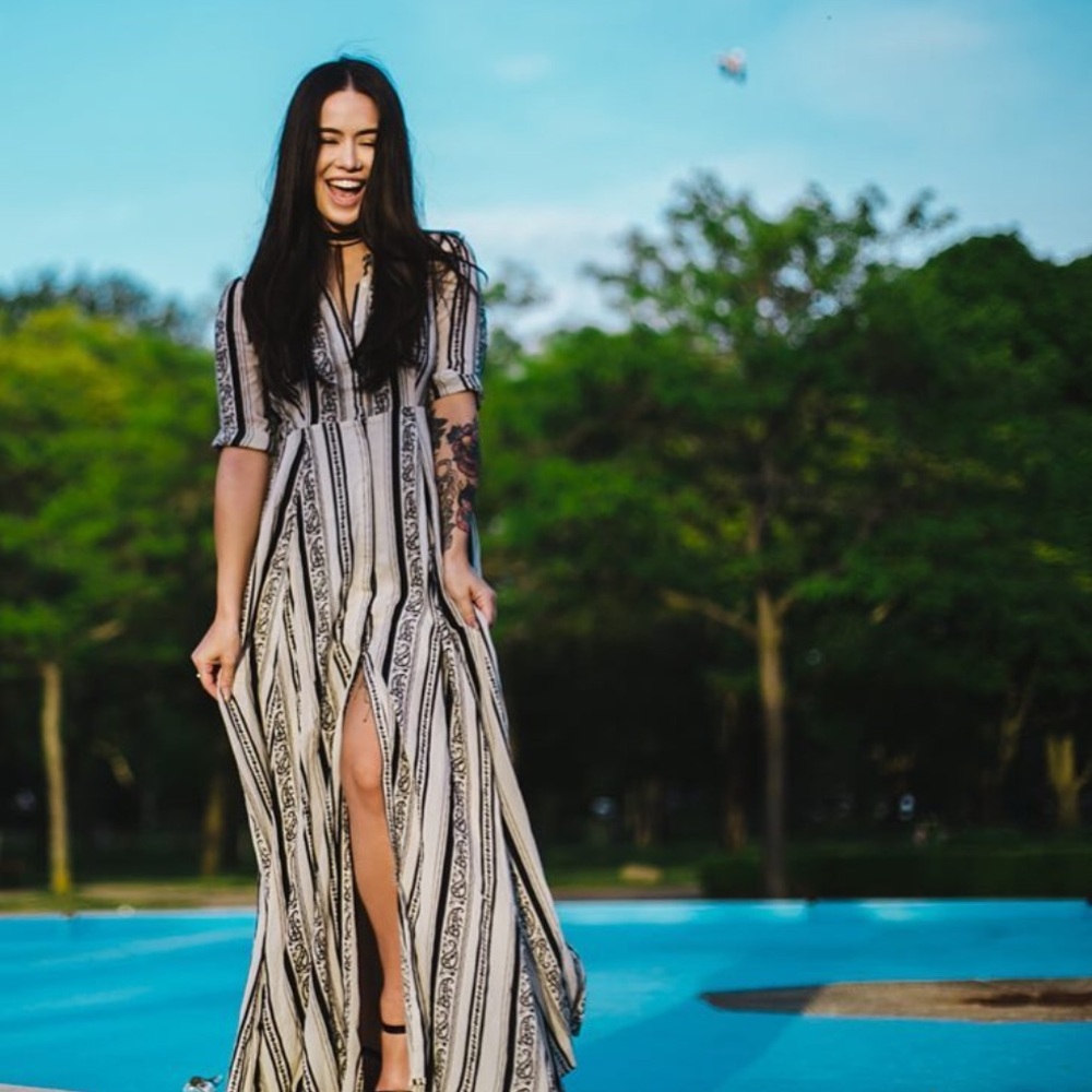 Free People B&W Paisley Maxi Dress - US 0